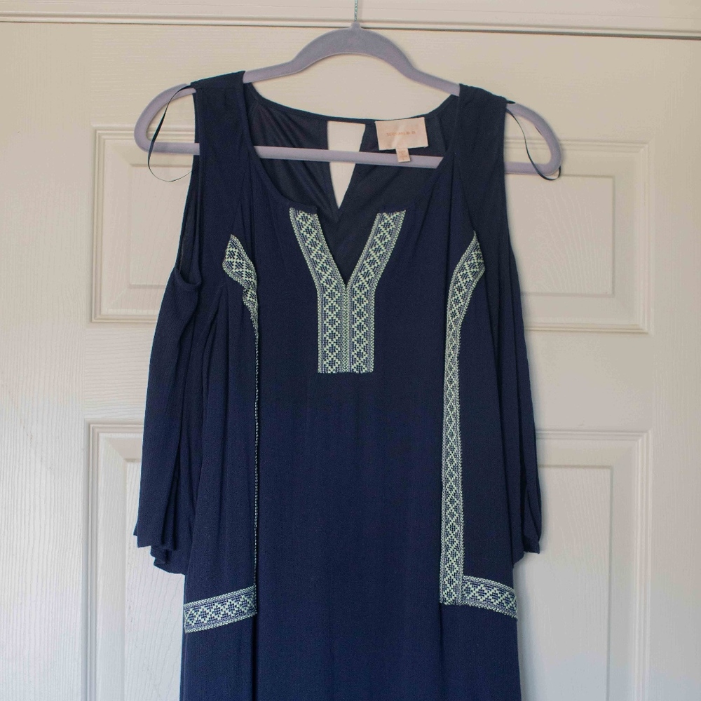 Skies are Blue Shaolin Crepe Cold Shoulder Dress